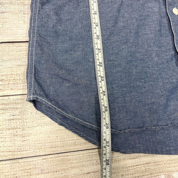 Burkman Bros Denim Chambray Long Sleeve Button Down Shirt Size M Linen Blend - Picture 9 of 9